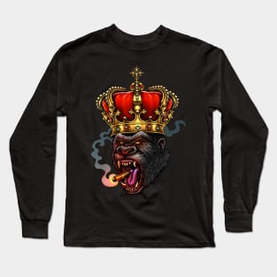 Smoking Kong Head with the crown Long Sleeve T-Shirt